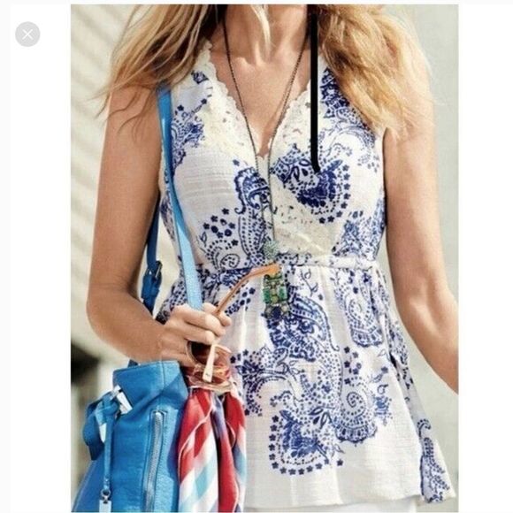 Cabi 100% cotton sleeveless peplum top - Picture 1 of 9